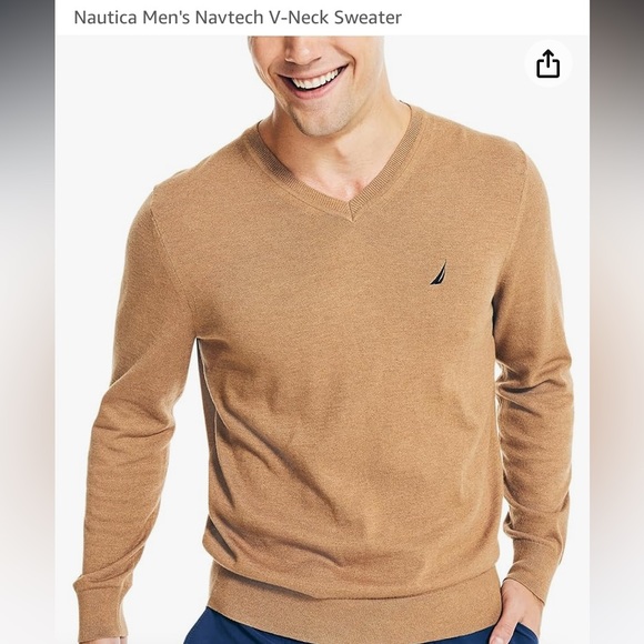 Nautica Other - 🌞NAUTICA NAVTECH men’s Ribbed V-neck long sleeve tan sweater cotton blend XXL